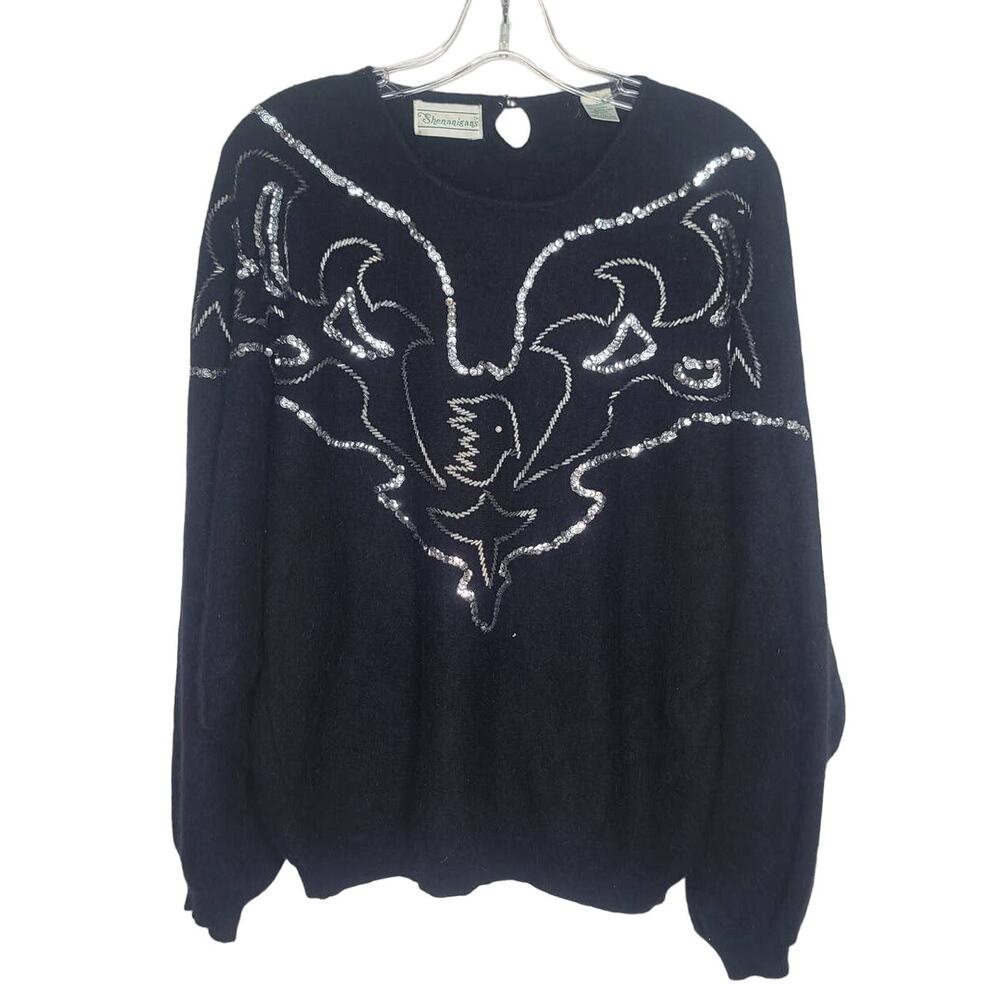 Vintage Shenanigans lambswool angora blend sequined batwing sweater - large